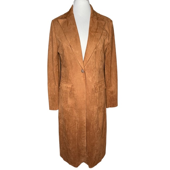Solitaire Jackets & Blazers - Solitaire Faux Suede Long Coat Sz M